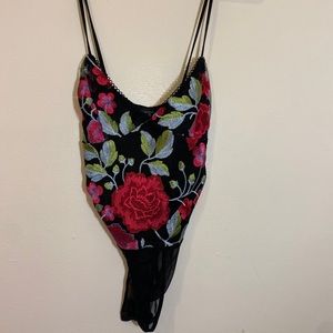 rose embroidery one piece